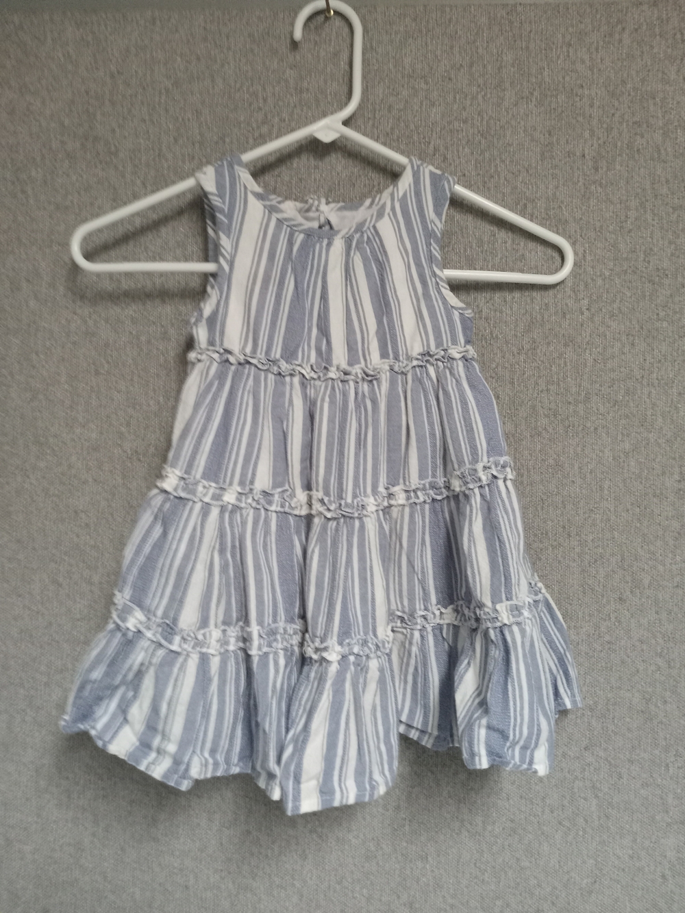 Tommy Bahama Blue and White Striped Ruffle Tier Dress